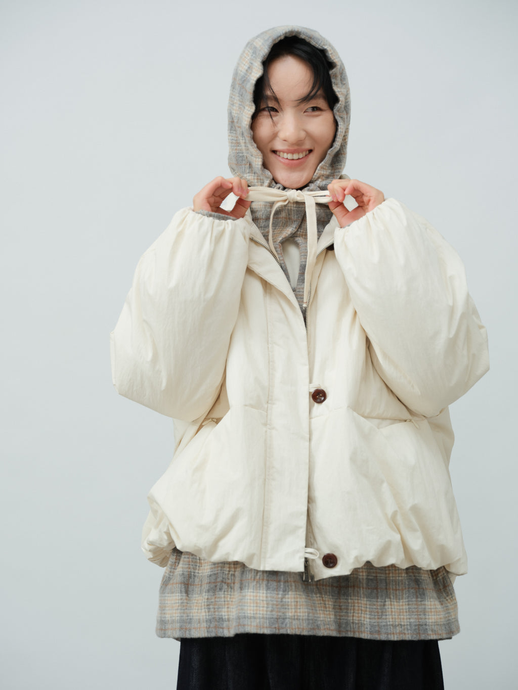 チェックパーカ