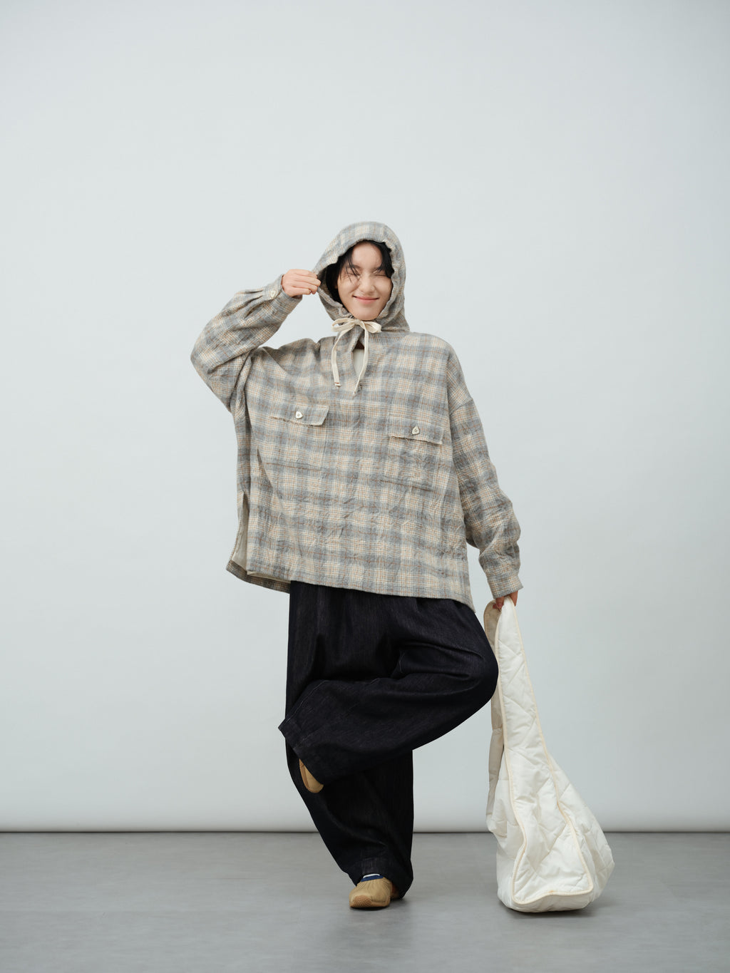 チェックパーカ