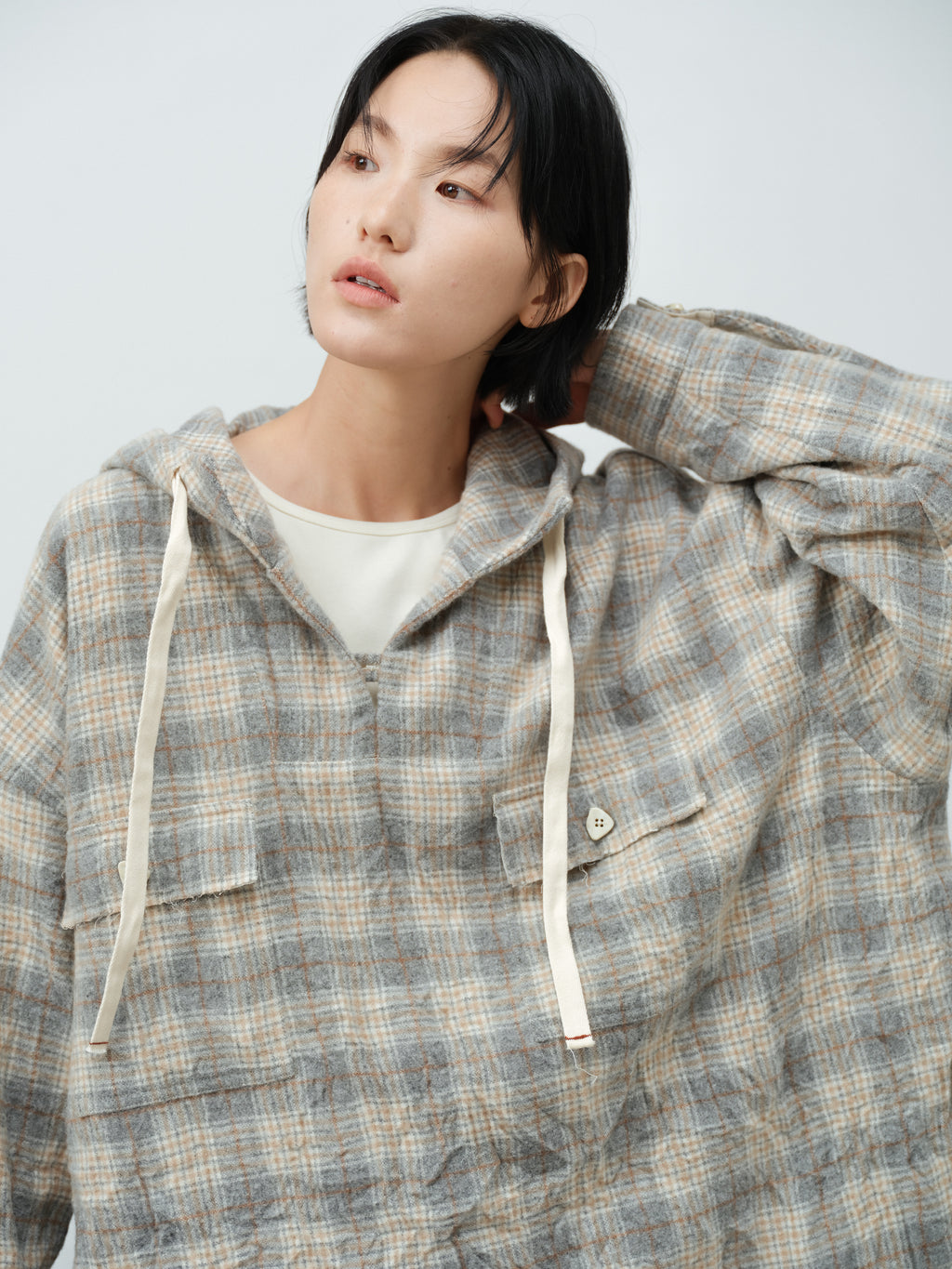 チェックパーカ