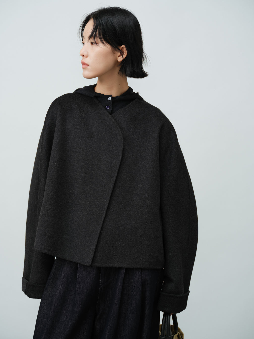 フード付きニットトップス