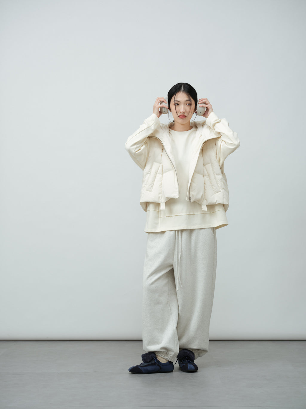 フードショートダウンベスト