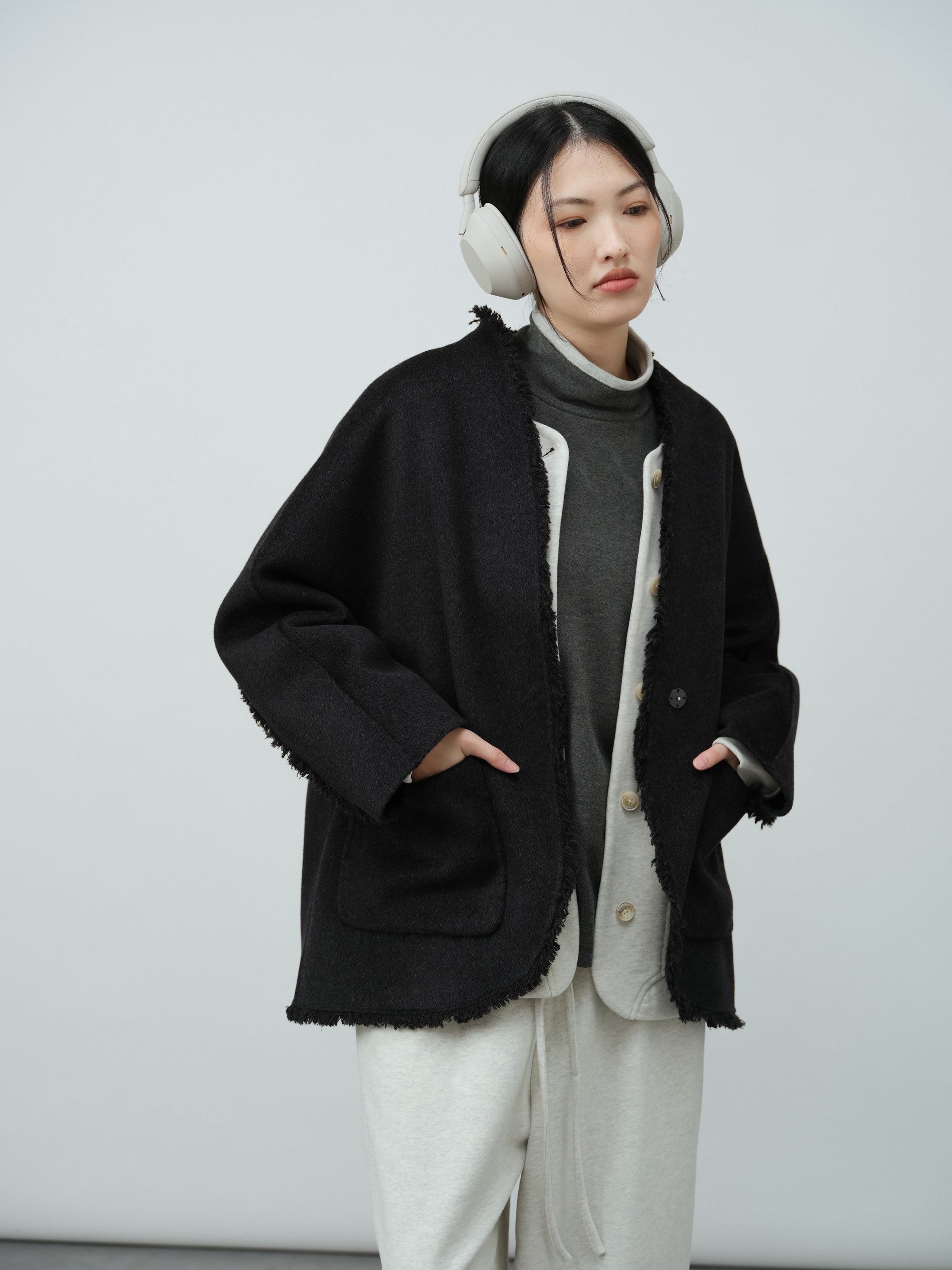 クルーネック立体スウェット