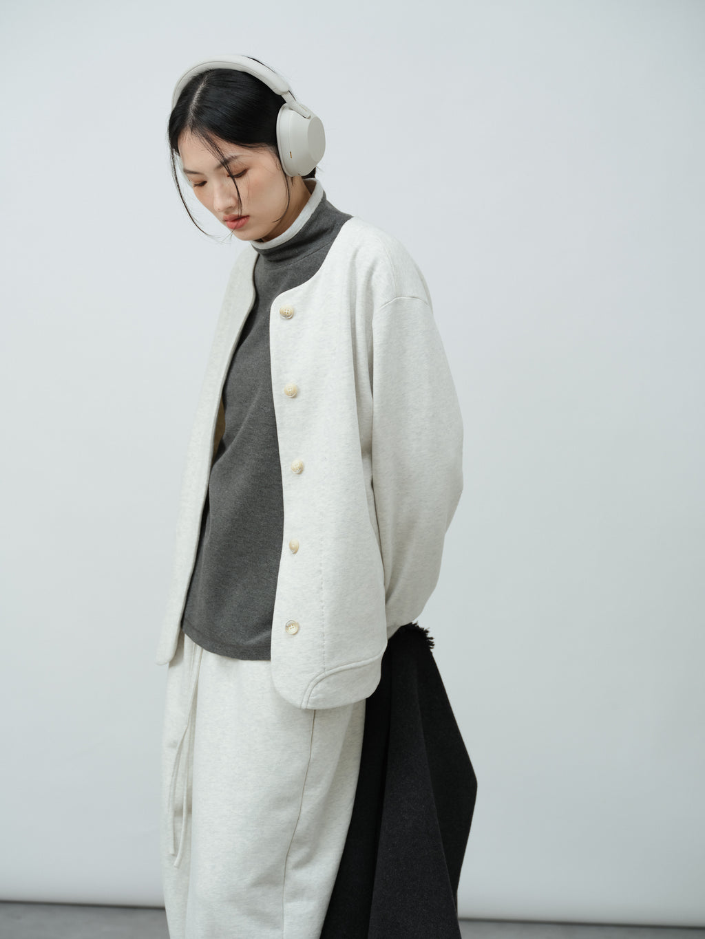 クルーネック立体スウェット