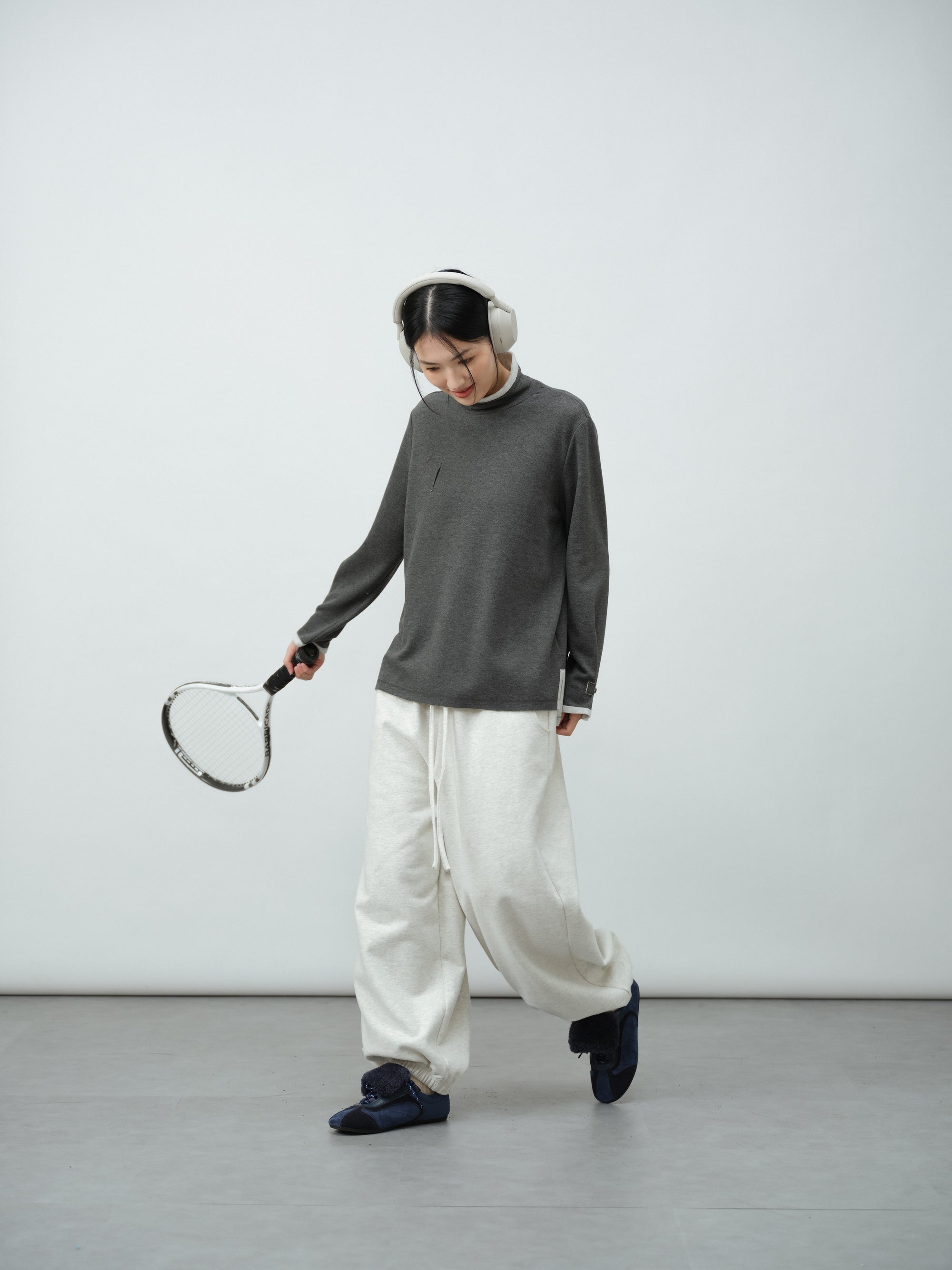 シルク混ハイネックTシャツ