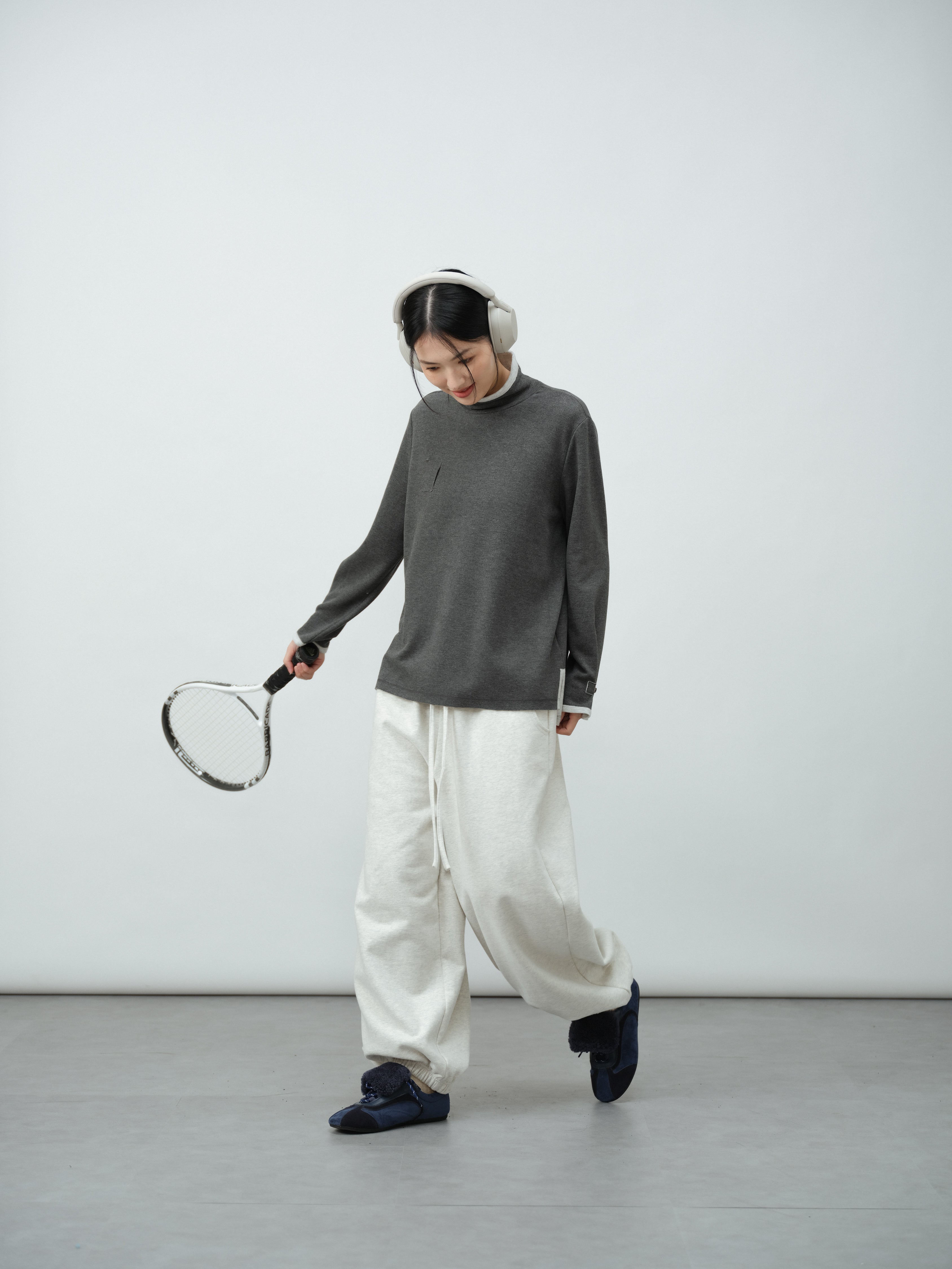 シルク混ハイネックTシャツ