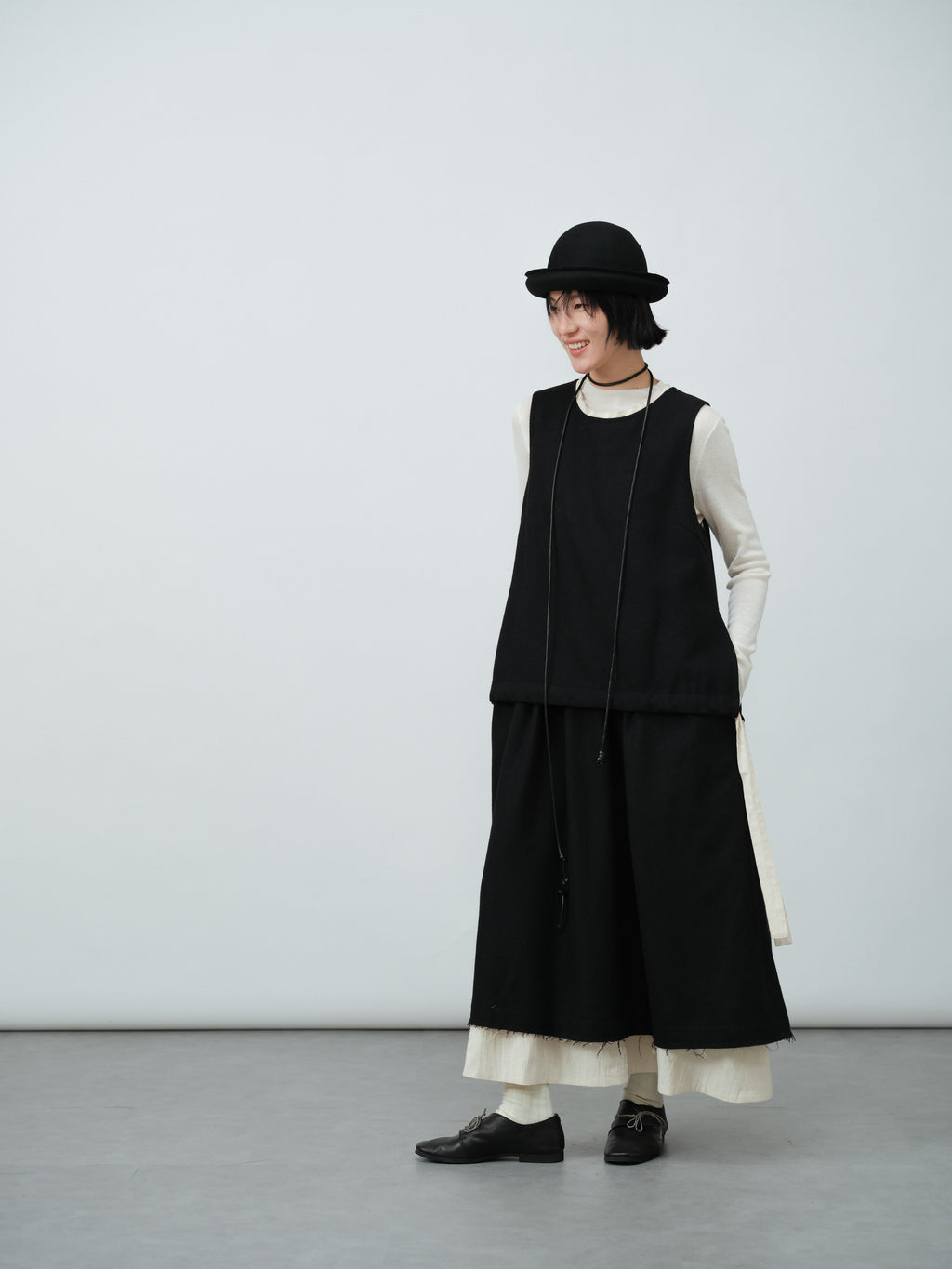 レイヤード風ベストワンピース