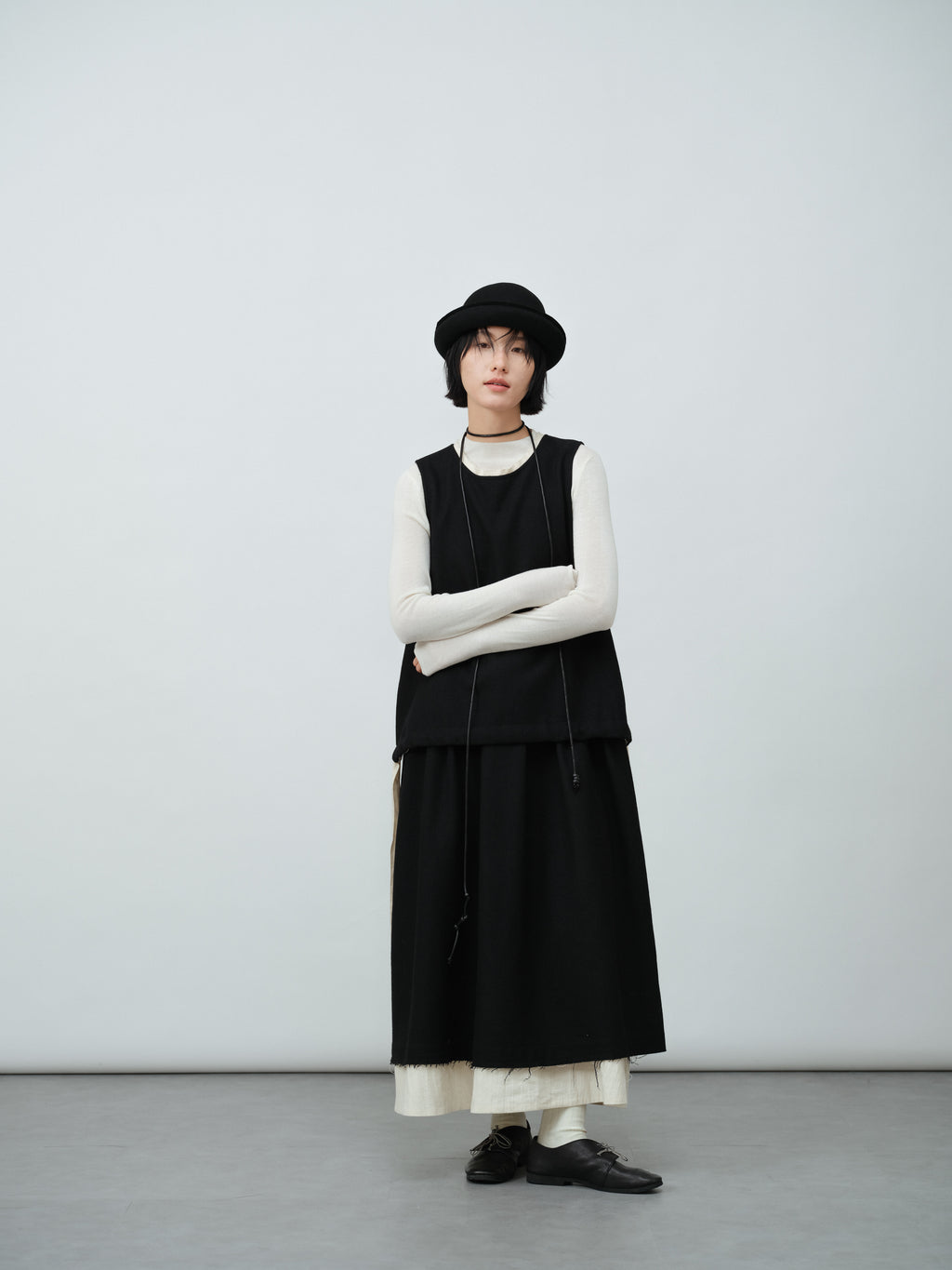 レイヤード風ベストワンピース