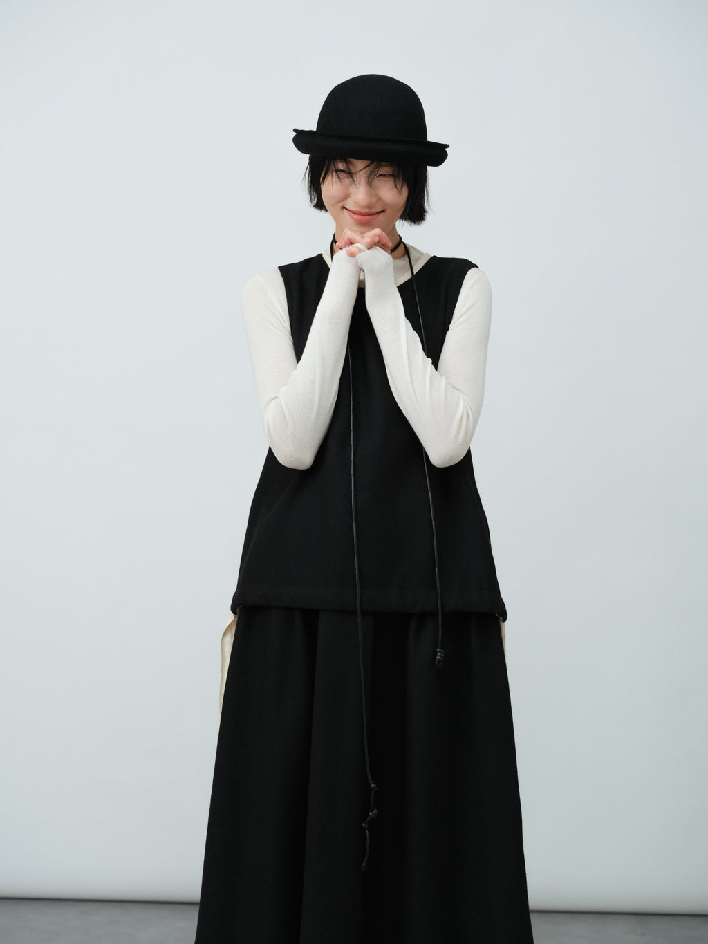 レイヤード風ベストワンピース