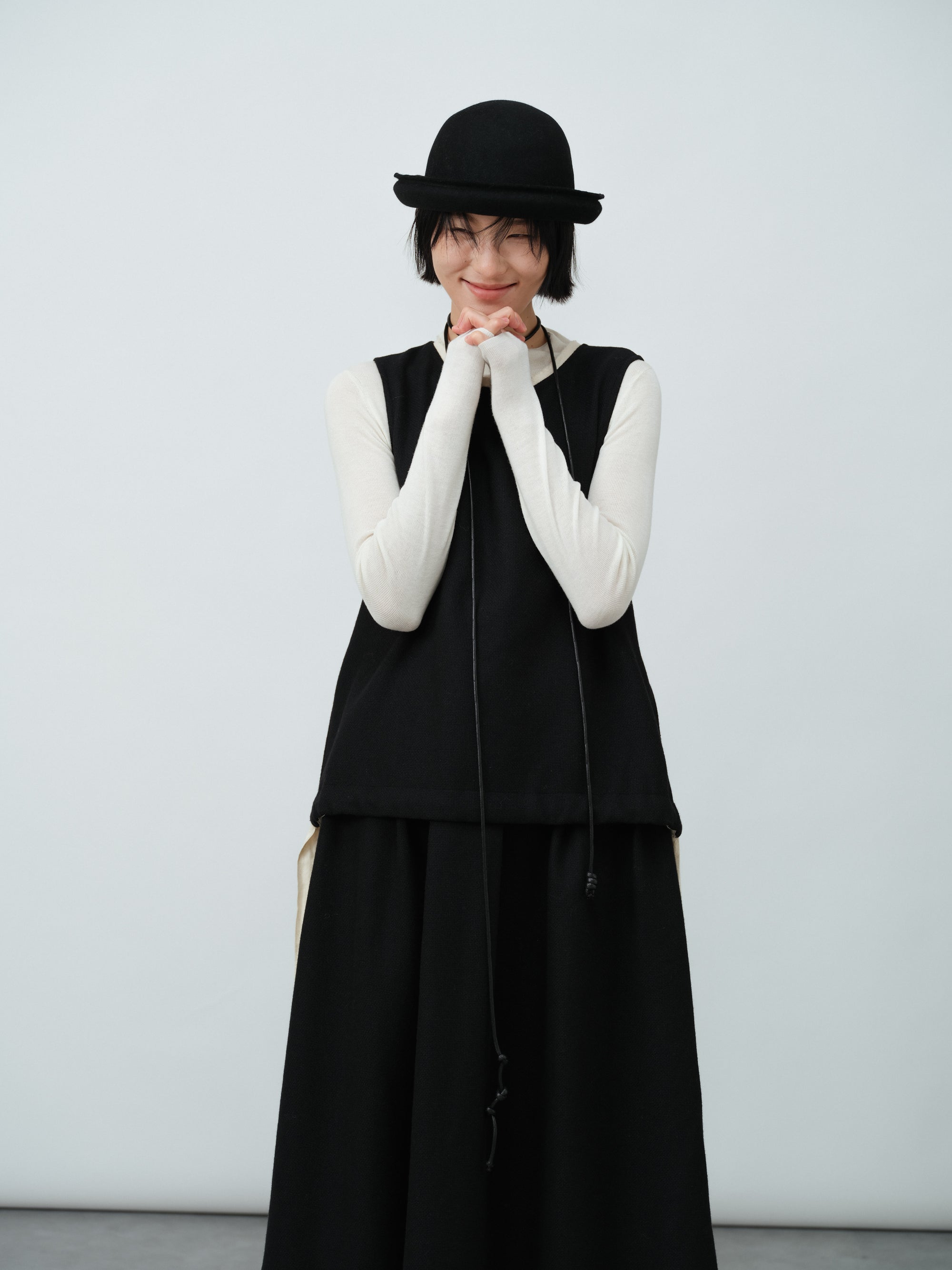 レイヤード風ベストワンピース