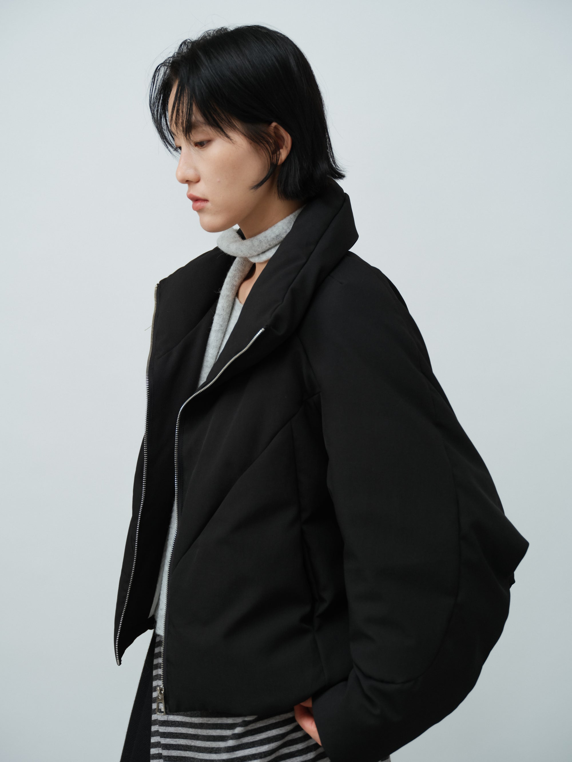 スタンドカラーショートダウン