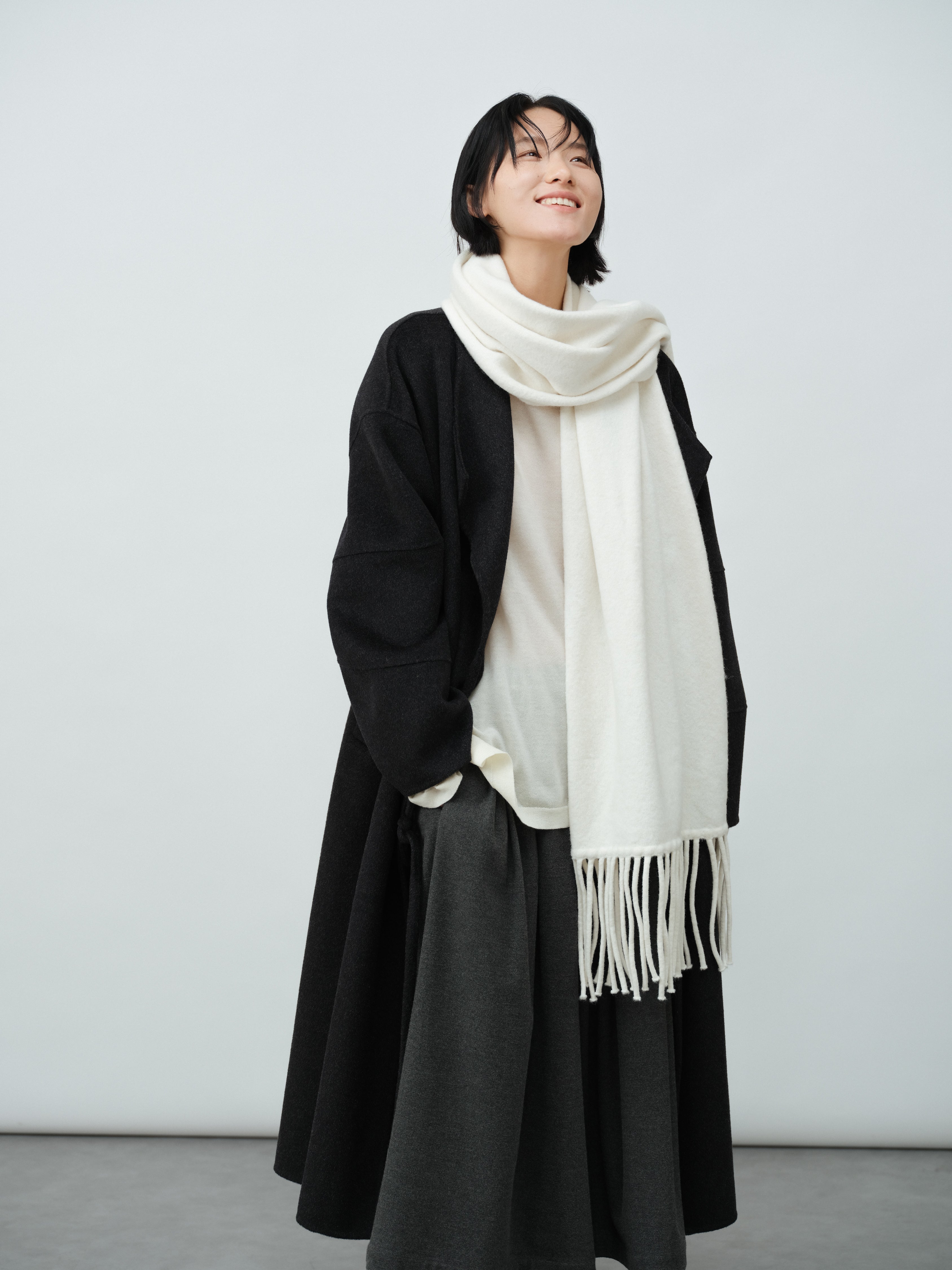 専用品 Yves Saint Laurent Aライン フレア ウール ロング セール】フォックスファー ポケット Aライン フレア コート