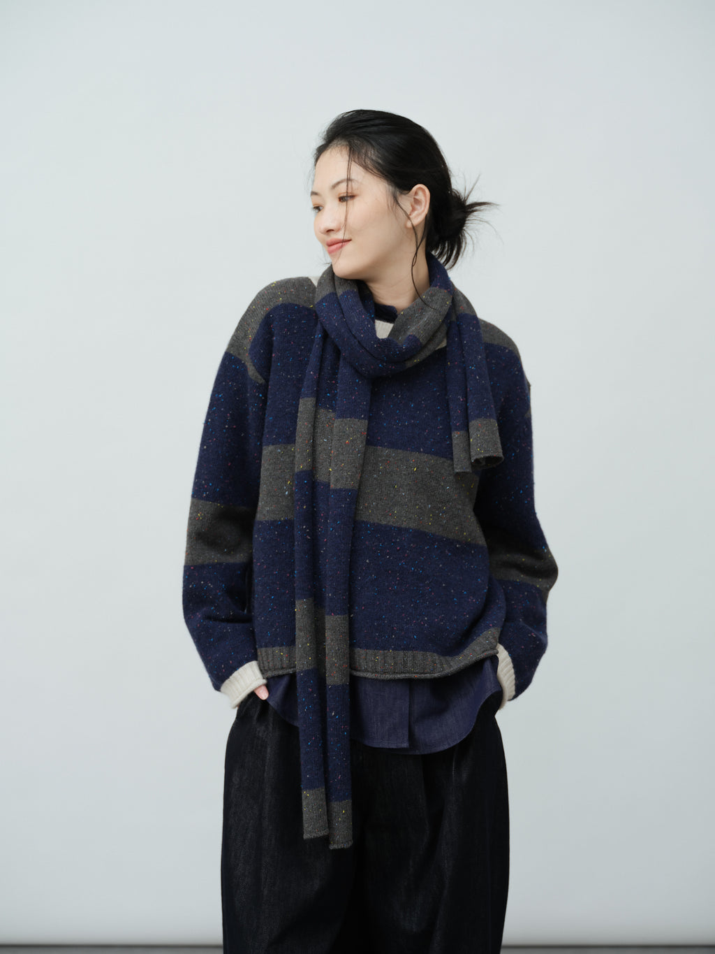 インディゴストライプニット