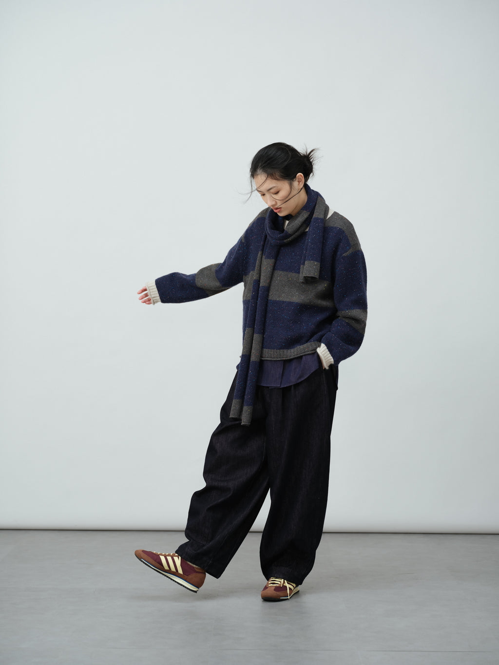 インディゴストライプニット