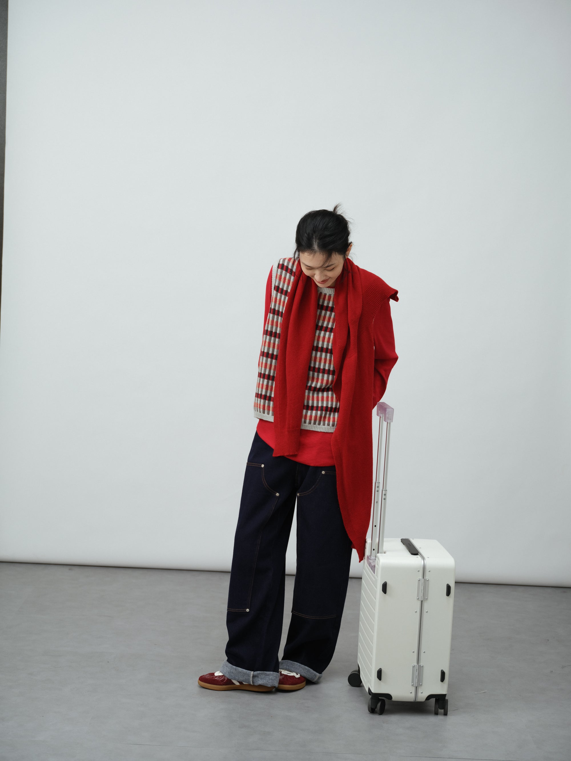 チェックニットベスト