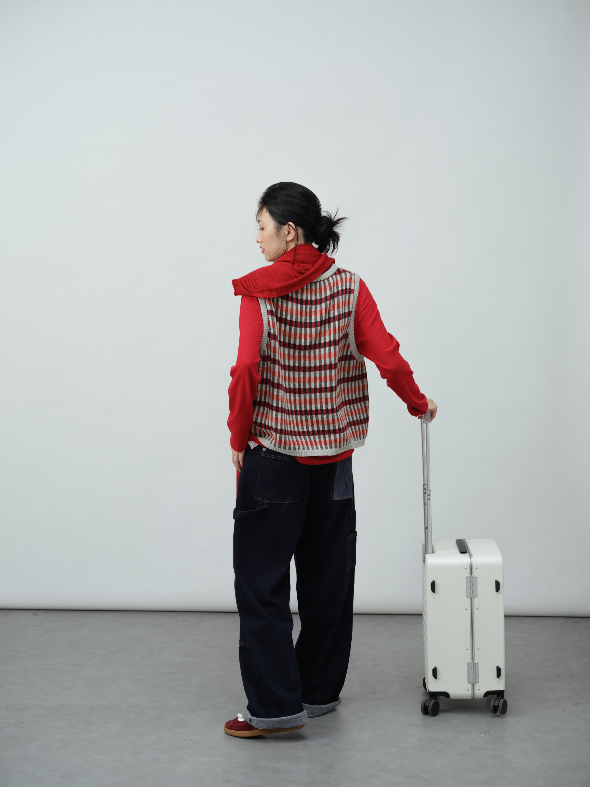 チェックニットベスト