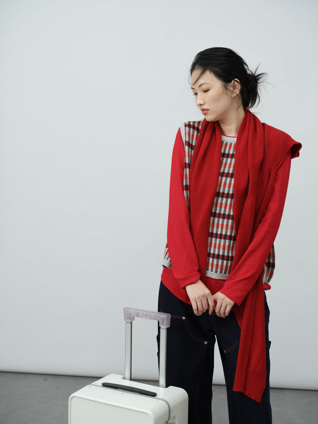 チェックニットベスト