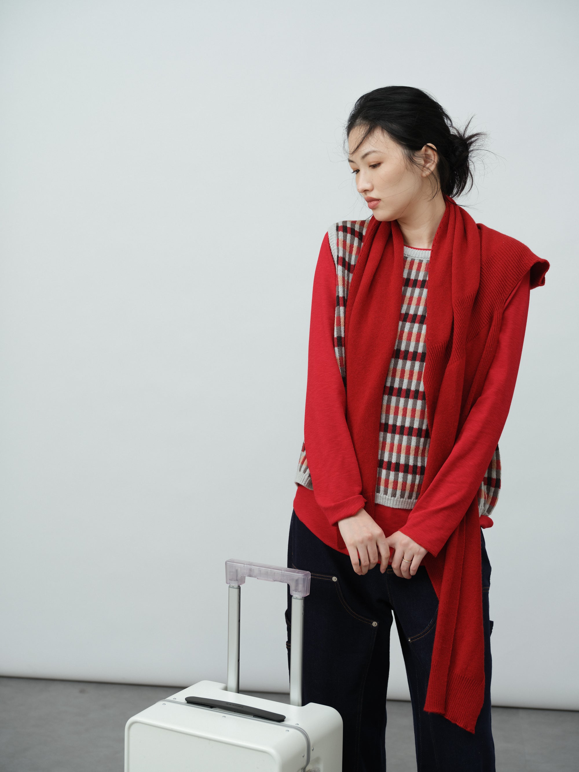 チェックニットベスト