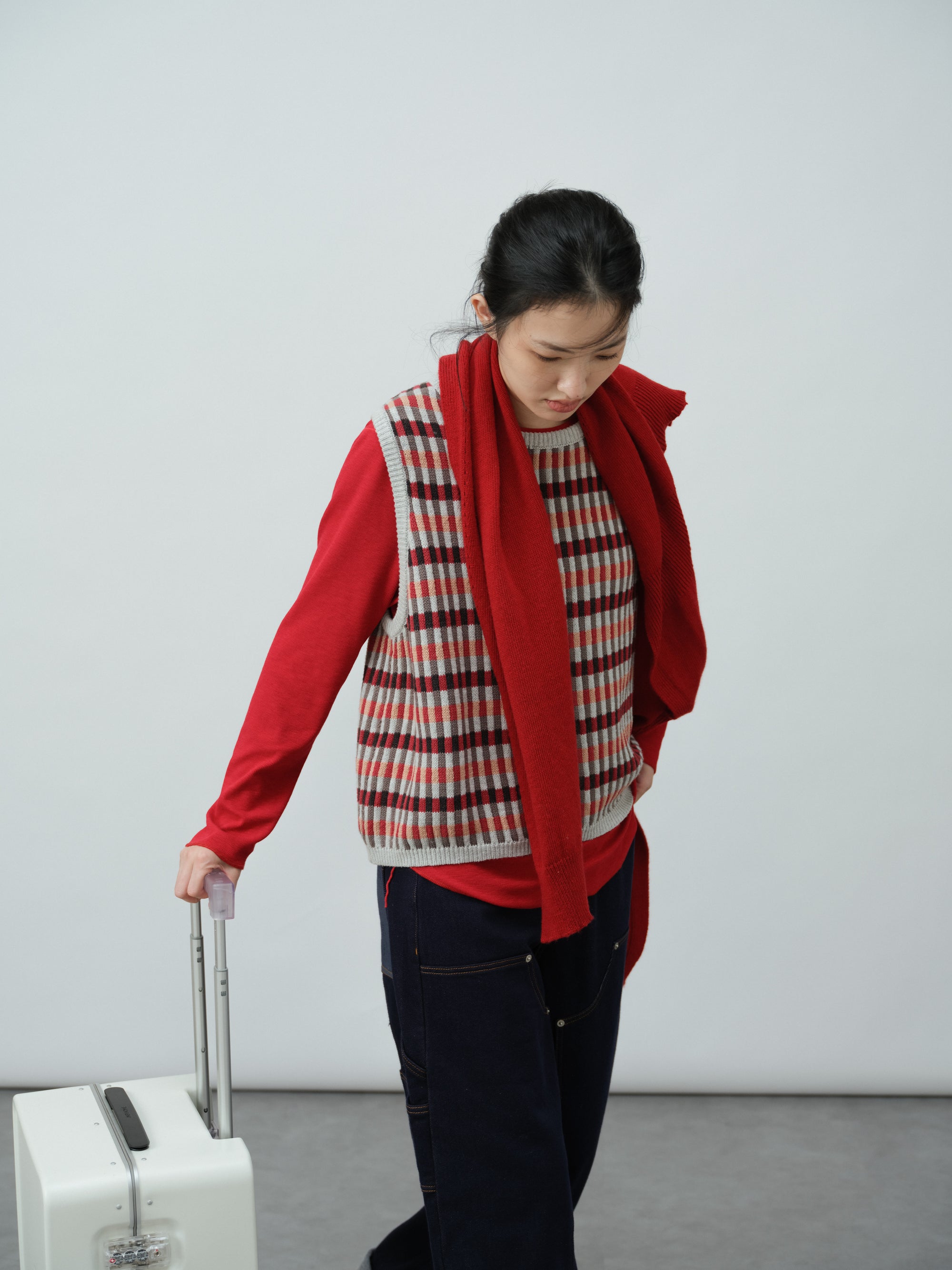 チェックニットベスト