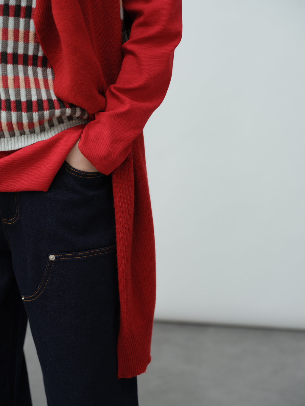 チェックニットベスト