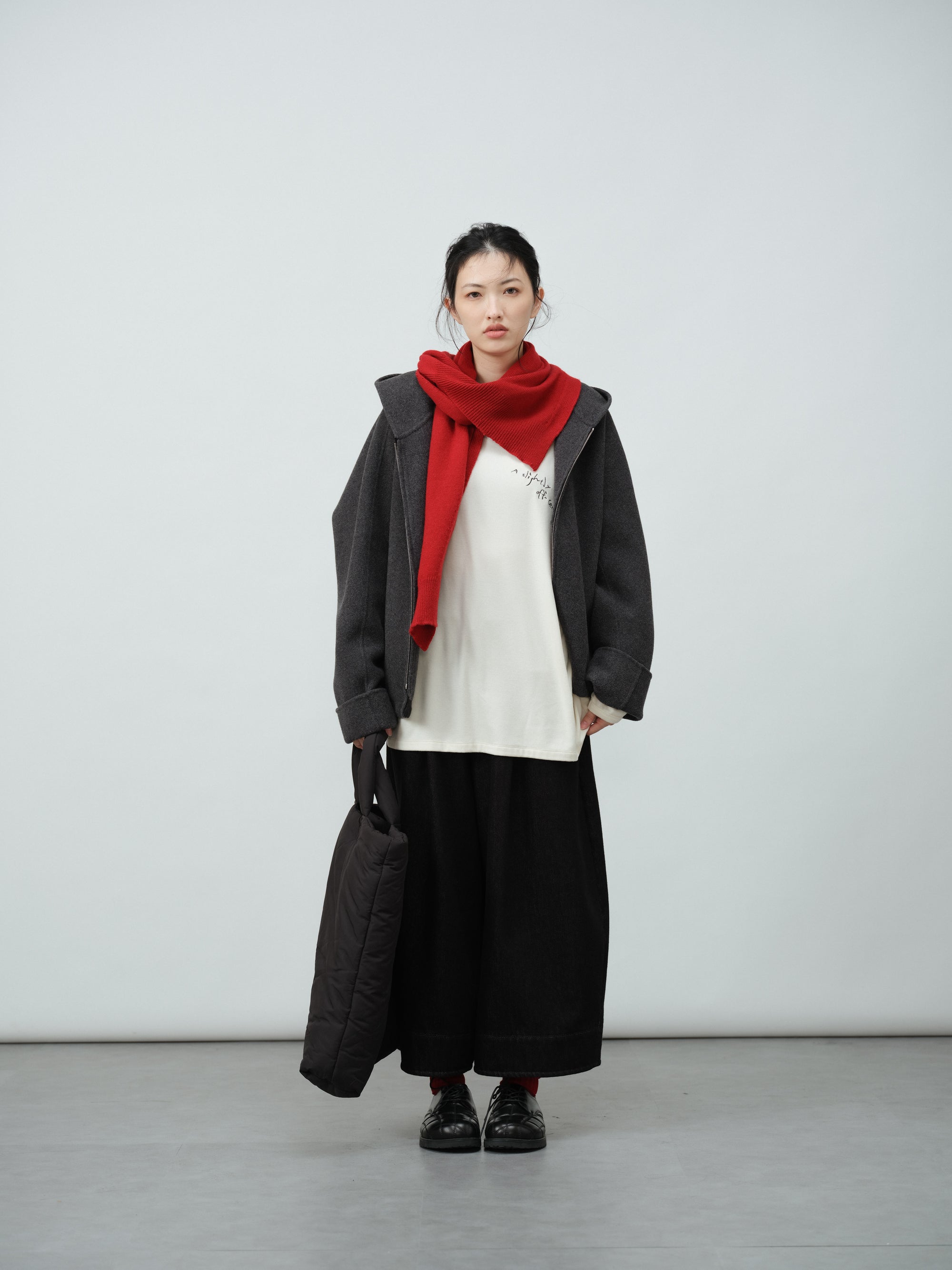 フード付きウールコート