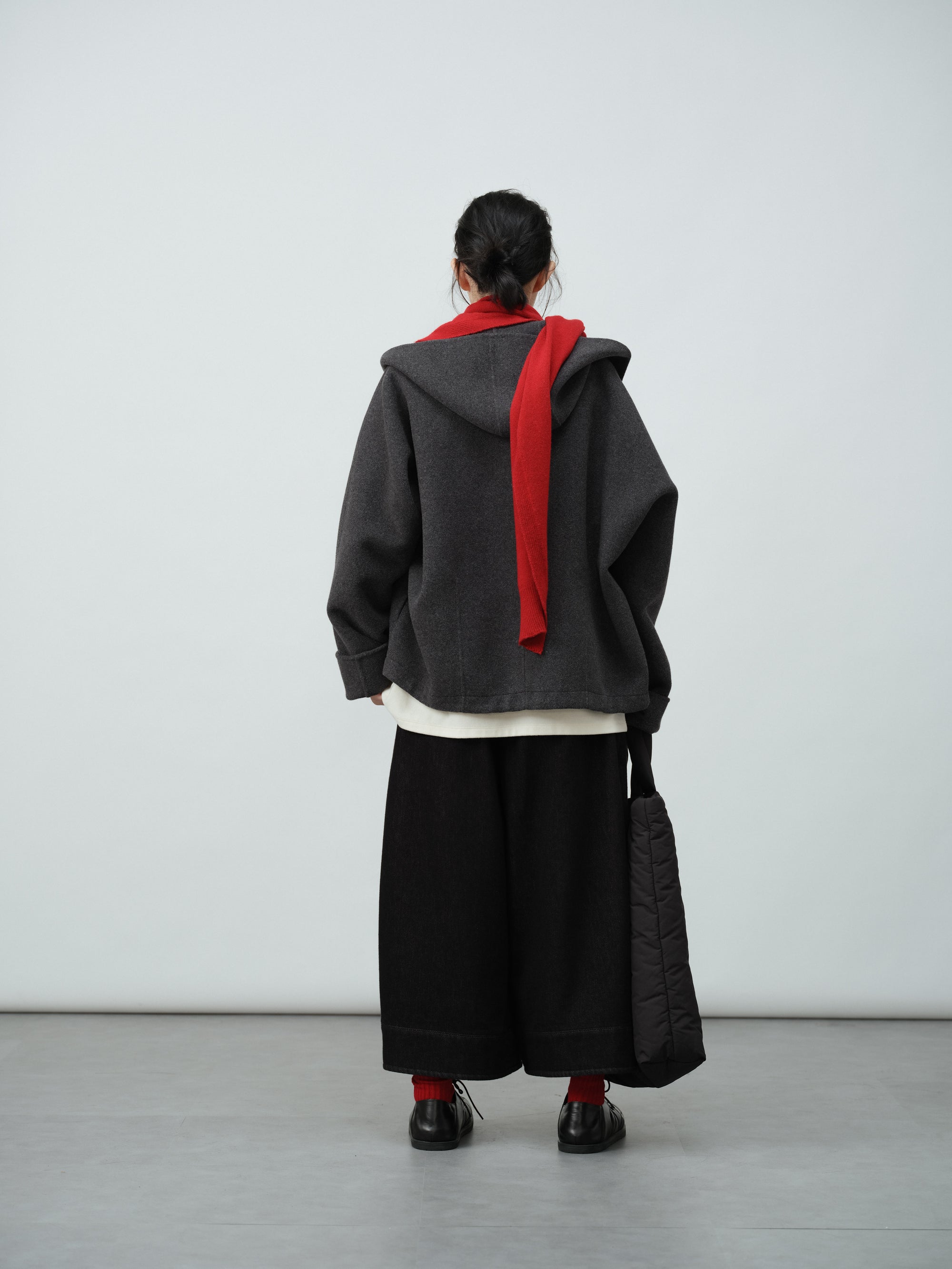 フード付きウールコート