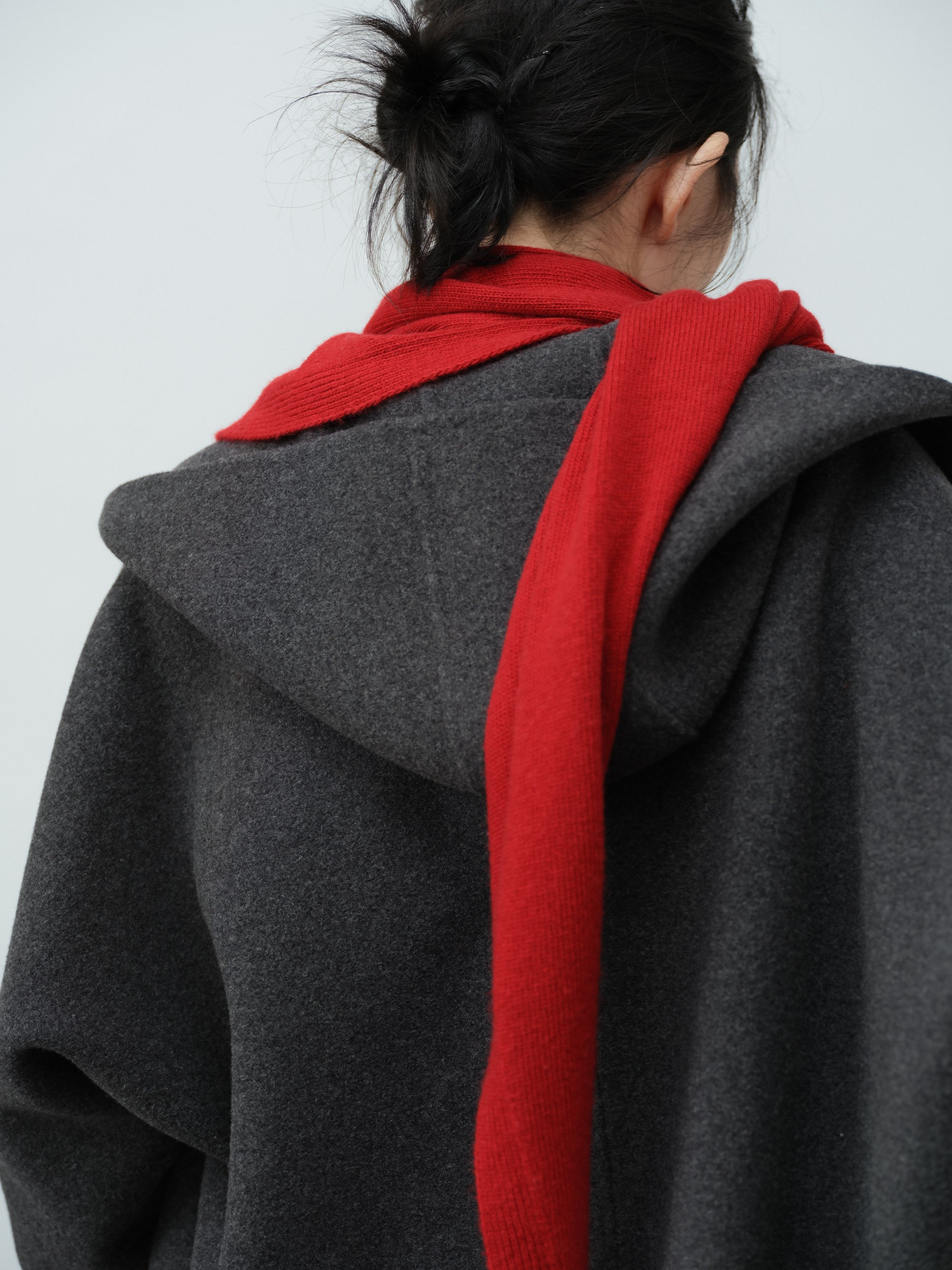 フード付きウールコート