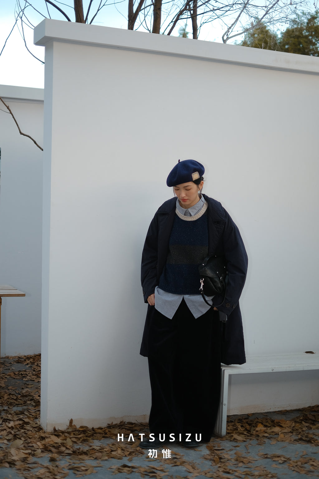 ダブルボタンロング中綿コート