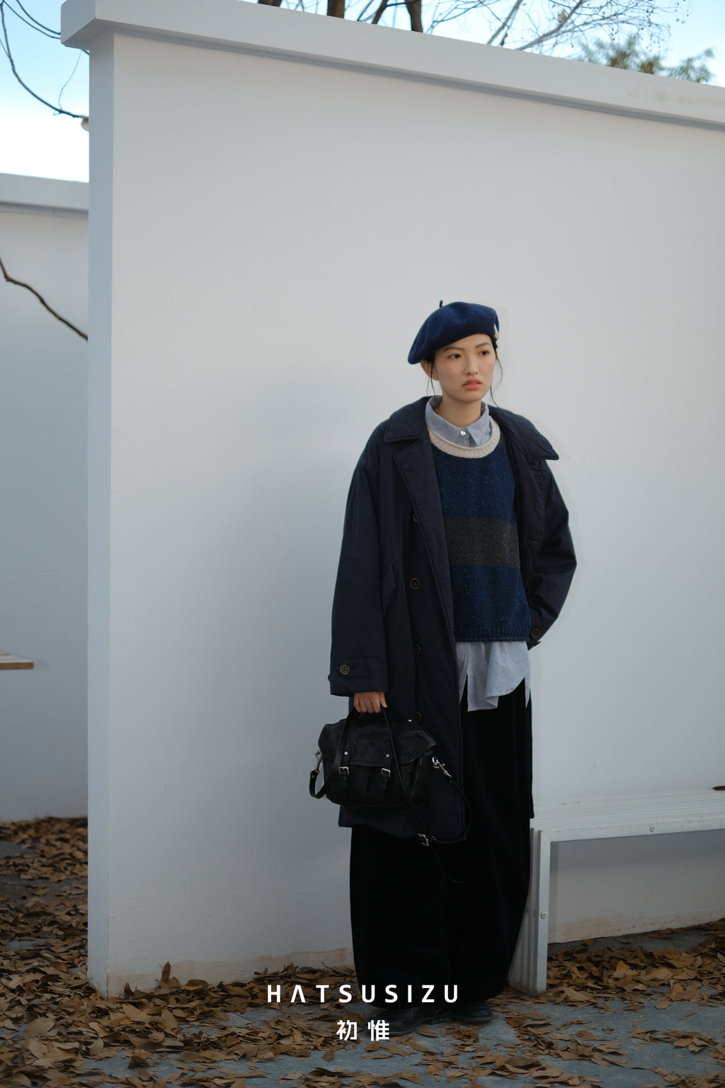 ダブルボタンロング中綿コート