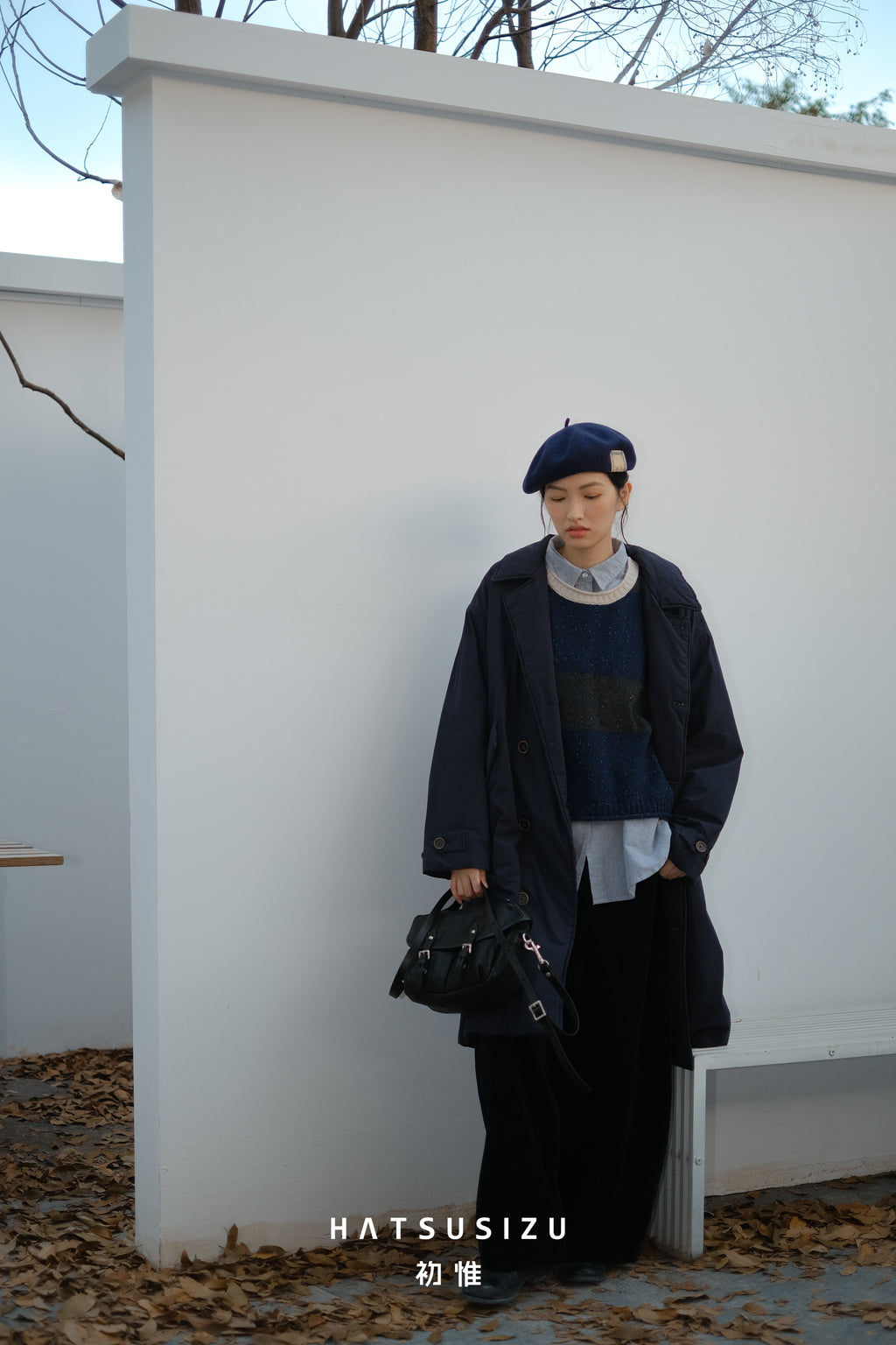 ダブルボタンロング中綿コート