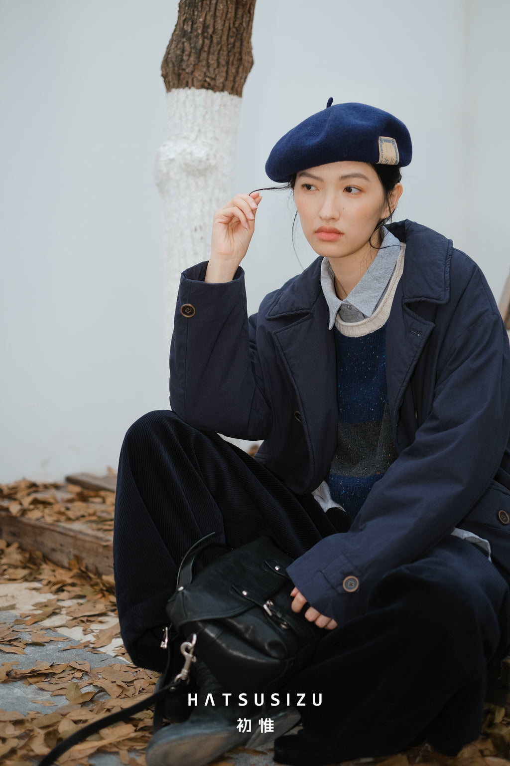 ダブルボタンロング中綿コート