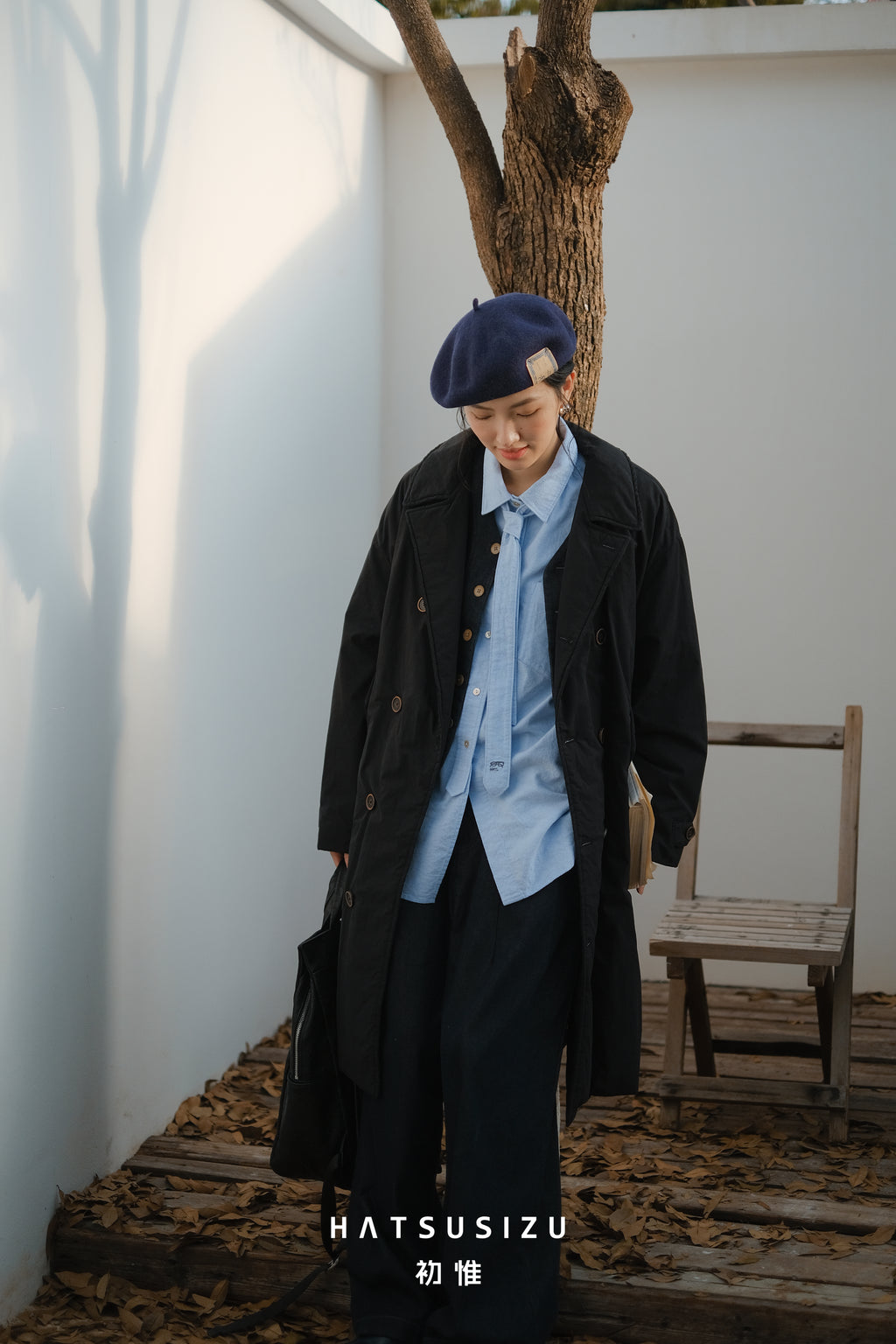 ダブルボタンロング中綿コート