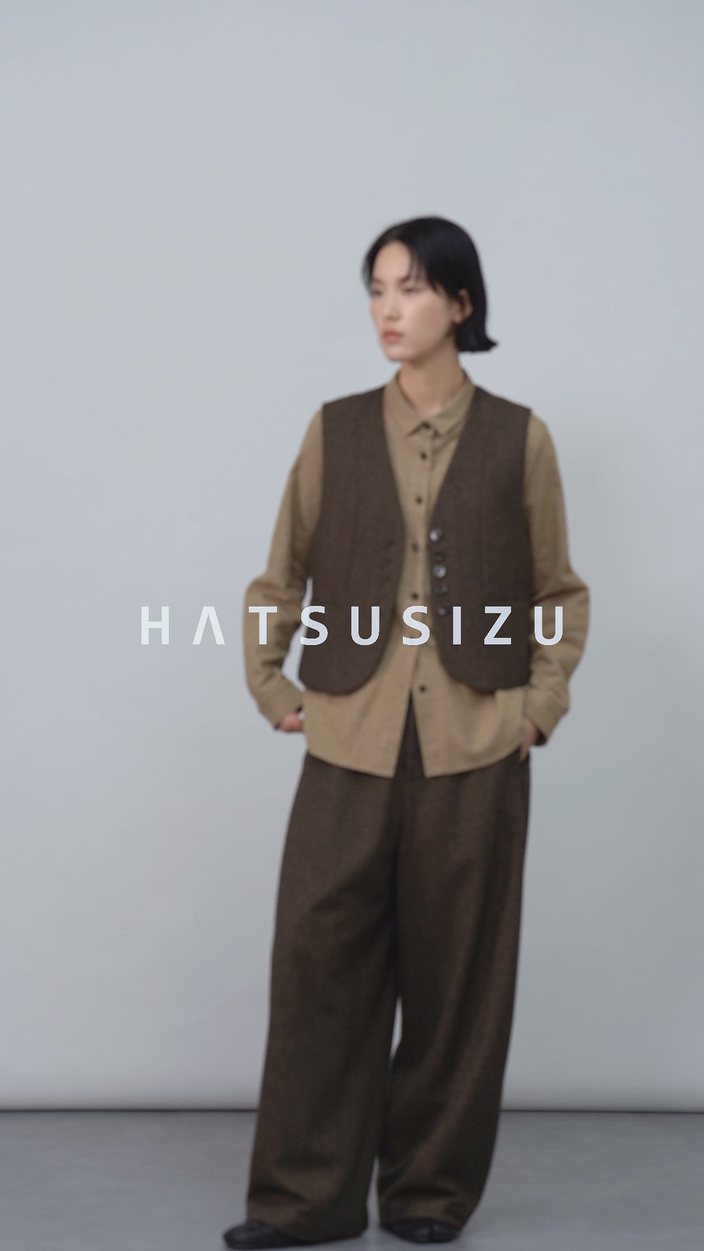 ヘリンボーンウールベスト